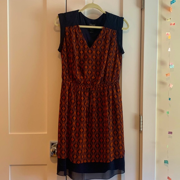EnFocus Blue and Rust Tank Dress with Elastic Waist, size 10 - Picture 1 of 7
